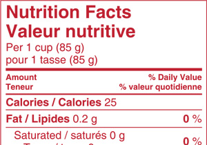Billingual Nutrition Facts Table